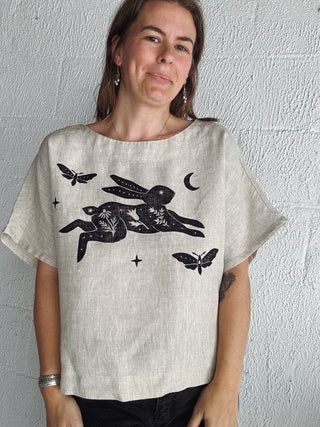 Running Rabbit Top | Natural Linen