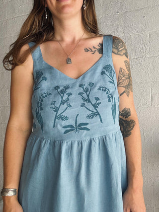 Garden Party Dress | Blue Linen