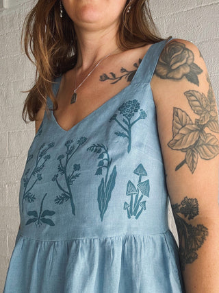 Garden Party Dress | Blue Linen