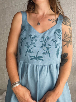Garden Party Dress | Blue Linen