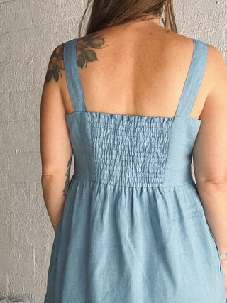 Garden Party Dress | Blue Linen