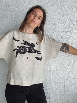 Running Rabbit Top | Natural Linen