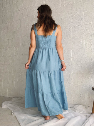 Garden Party Dress | Blue Linen