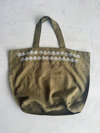 Oversized Linen Tote | Olive