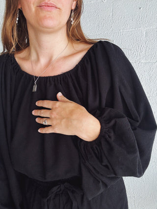 Blouson Sleeve Top | Silk Noil