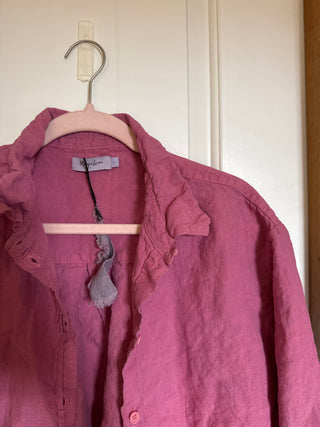 Deep pink linen button up