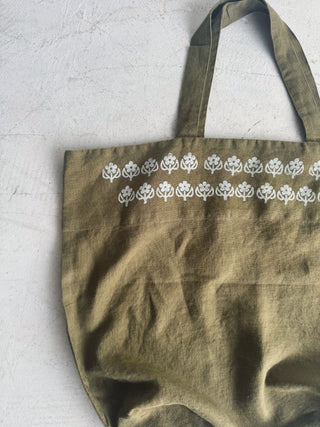 Oversized Linen Tote | Olive