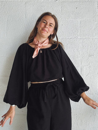 Blouson Sleeve Top | Silk Noil