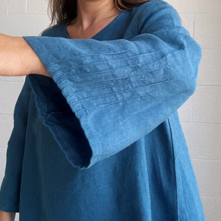 Mini Posy Dress | Blue Linen