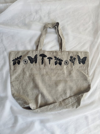 Oversized Linen Tote | Fairy Garden