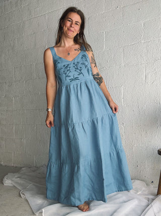 Garden Party Dress | Blue Linen