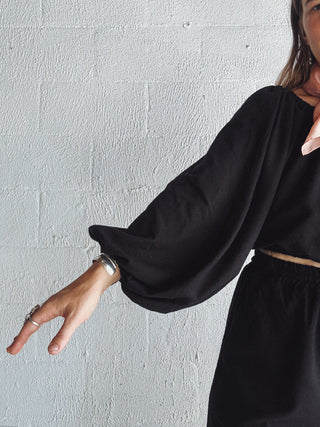 Blouson Sleeve Top | Silk Noil
