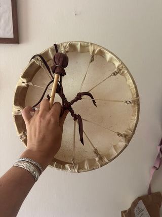 Handheld deerskin drum