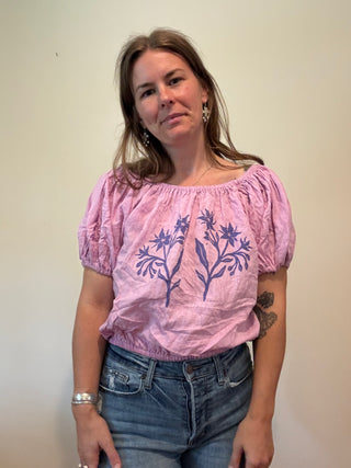 Puff Sleeve Top | Bright Lilac Linen