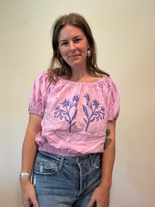Puff Sleeve Top | Bright Lilac Linen