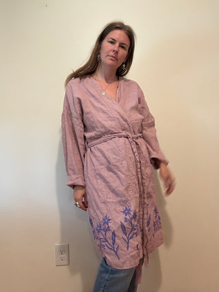 Imperfect Linen Robe | Mauve + Borage