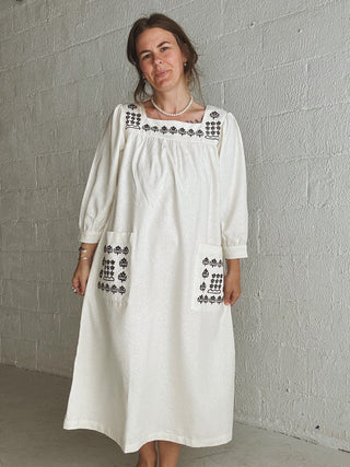 Flower Daughter Dress | Raw Silk + black