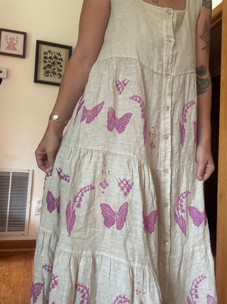 Lily of the Valley Dress in Pink Ink | Linen