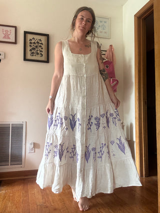 Herbal Dress in Lavender Ink | Linen