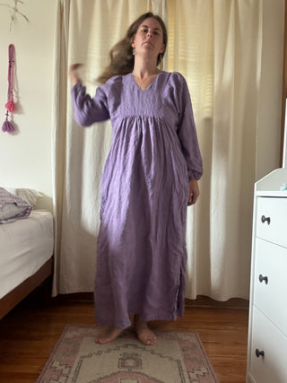 Linen long sleeve dress - lavender