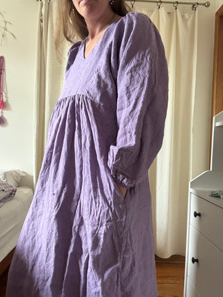 Linen long sleeve dress - lavender