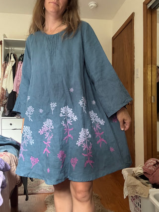 Mini Dress | Blue Linen
